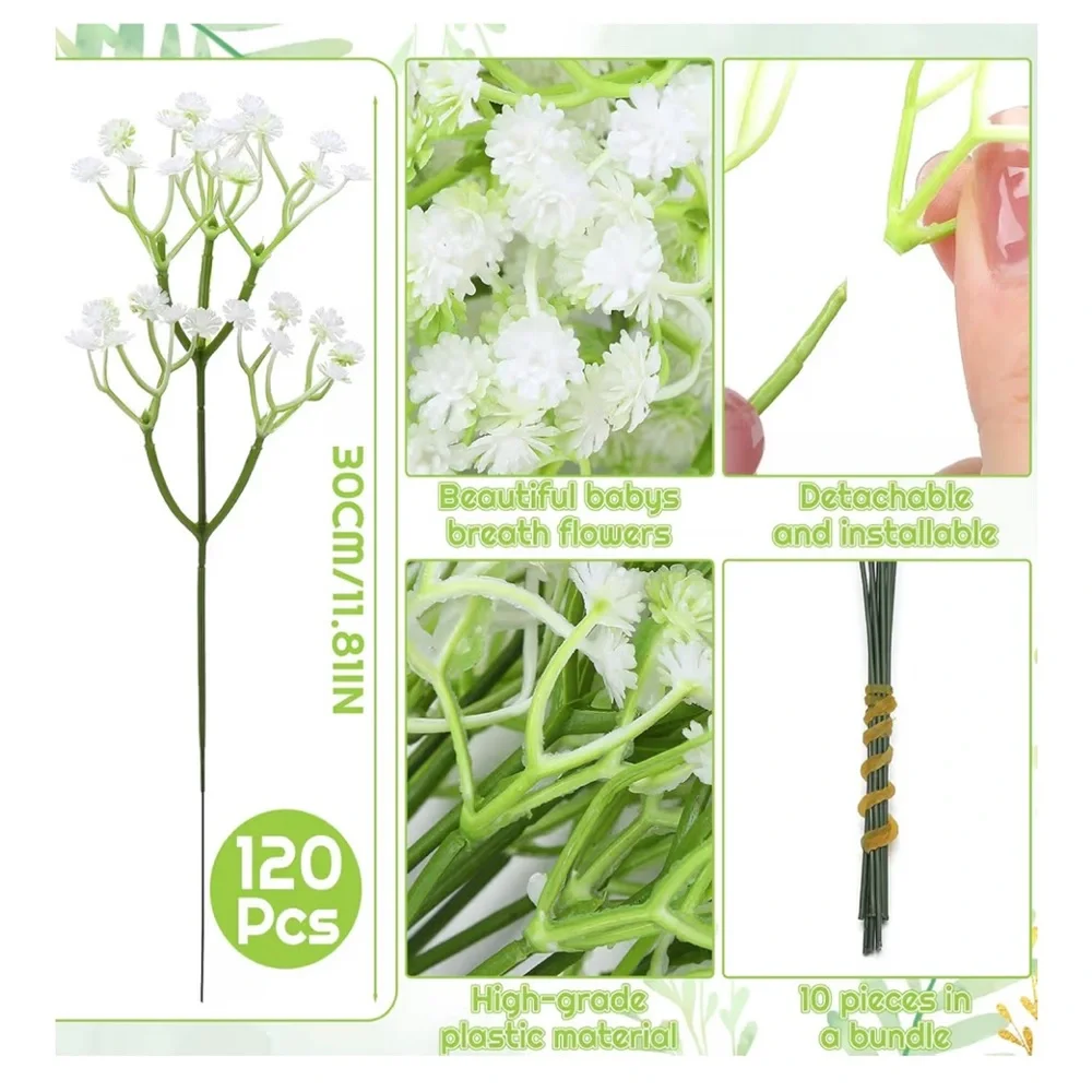 Faux Baby's Breath 120 Pcs Wedding Bouquet Centerpieces 11.8